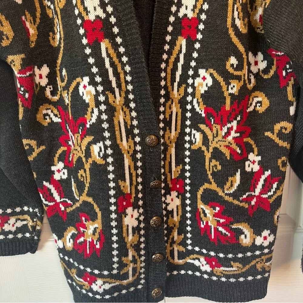 Vintage Panther Nordic Floral Cardigan Sweater Large - Picture 3 of 13